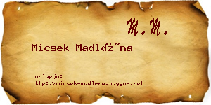 Micsek Madléna névjegykártya
